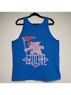 Vtg '88 Gotcha Sportswear Tank Top In Blue Fish Logo Made In U.S.A. Sz L